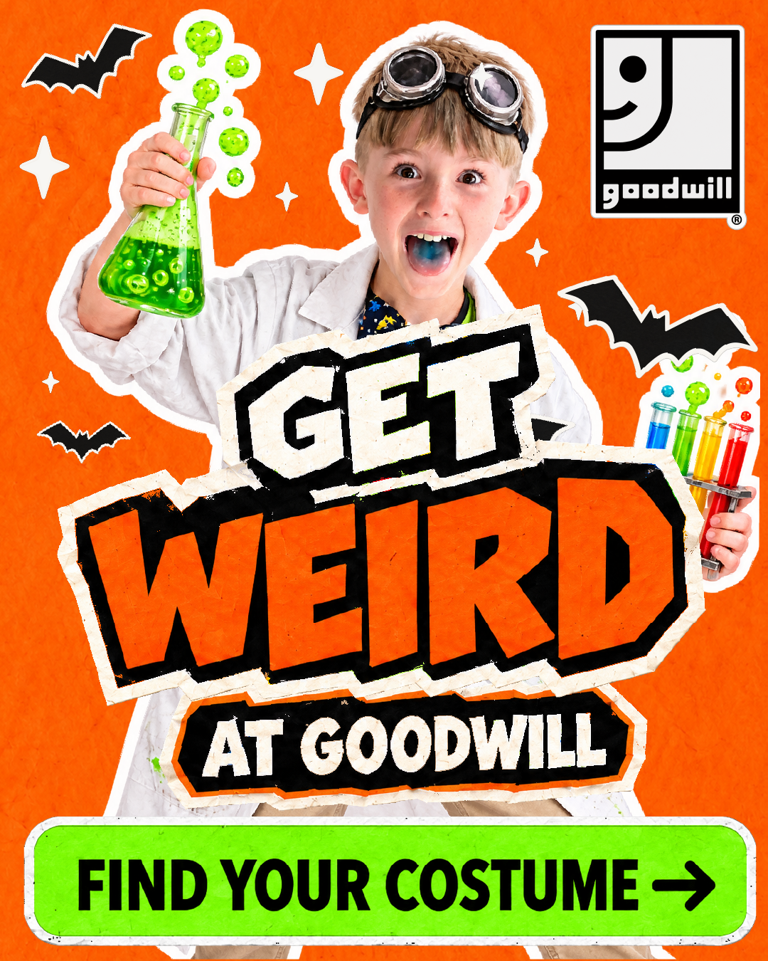 Get Weird portrait feed ad, 1080 by 1350.